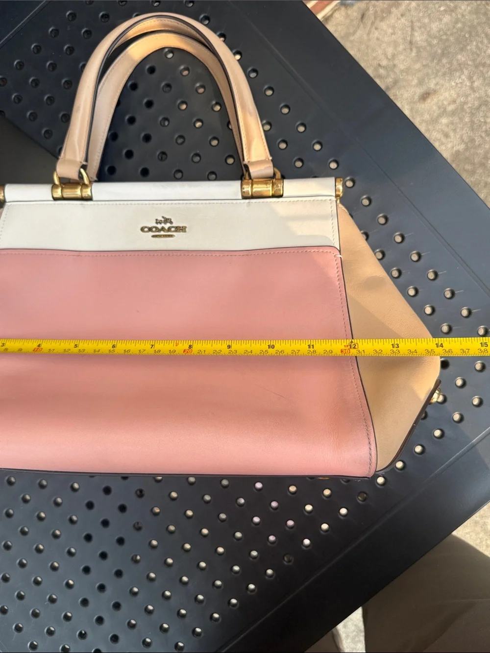 Coach Grace 26831 Colorblock Leather Satchel Beechwood Pink Ivory